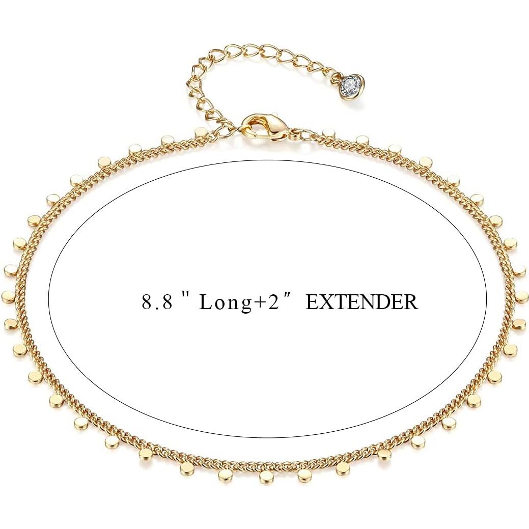 Pulsera de Tobillo Fettero Dainty Oro 14K Ajustable 21.6cm