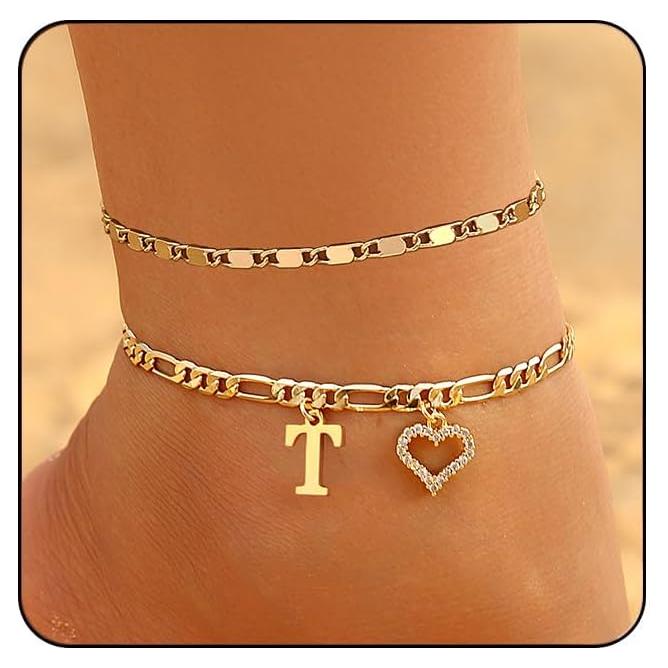 Brazalete de Tobillo Inicial Dorado Wremily Impermeable 20.32 cm