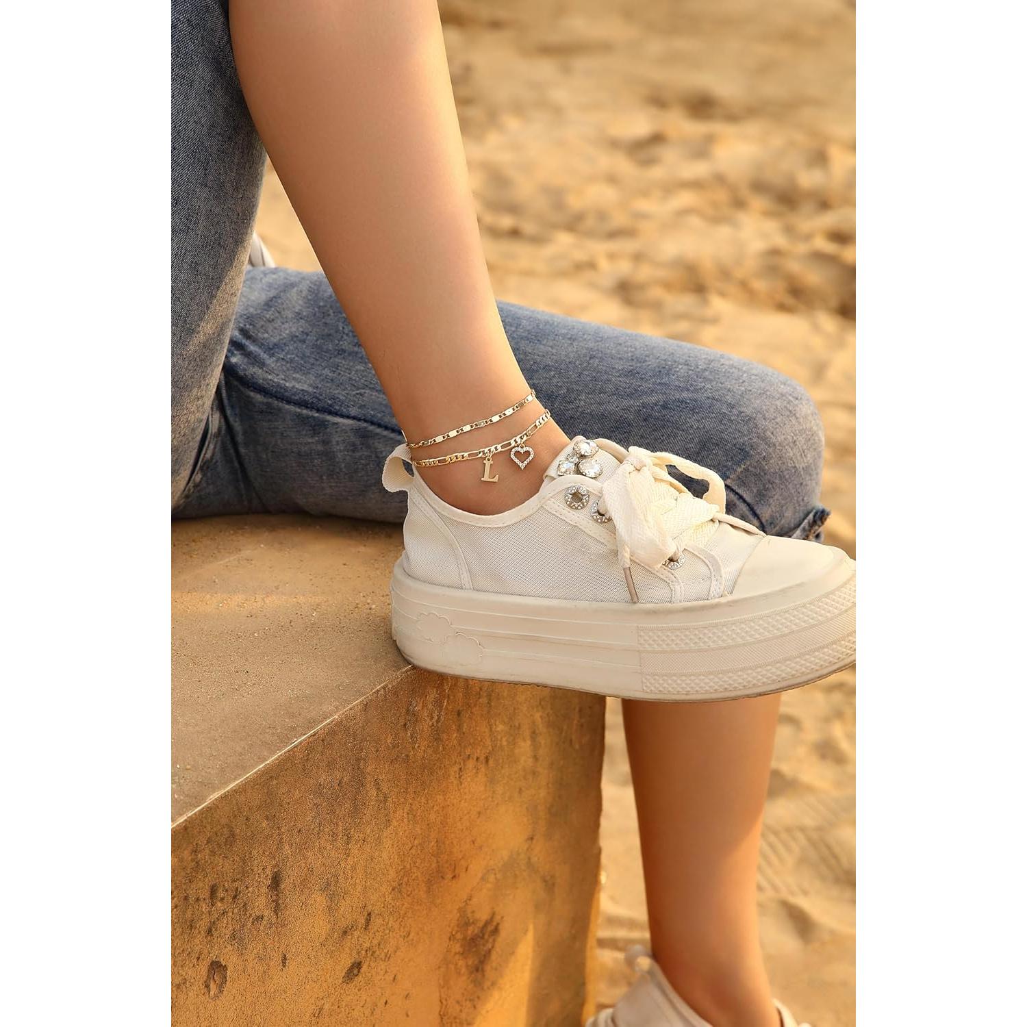 Brazalete de Tobillo Inicial Dorado Wremily Impermeable 20.32 cm