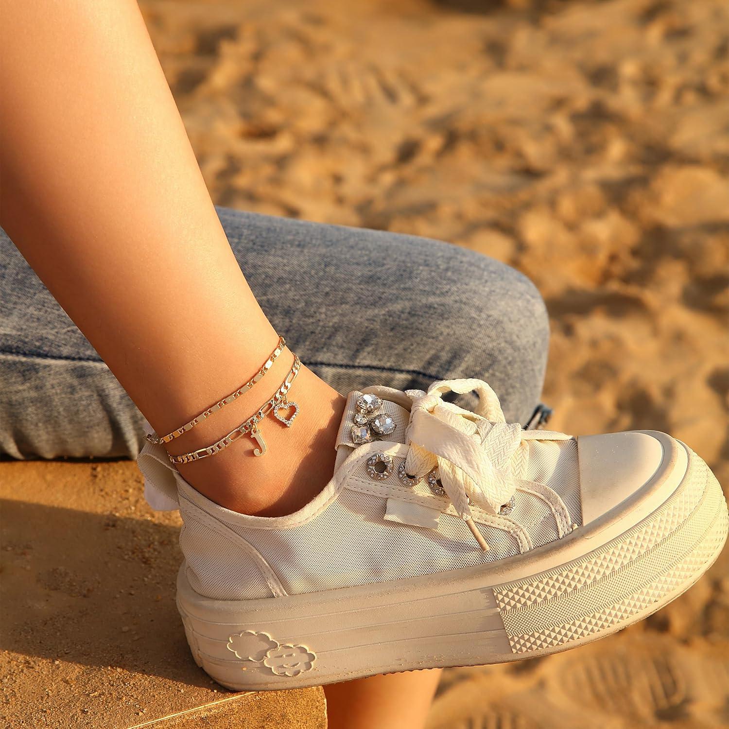 Brazalete de Tobillo Inicial Dorado Wremily Impermeable 20.32 cm