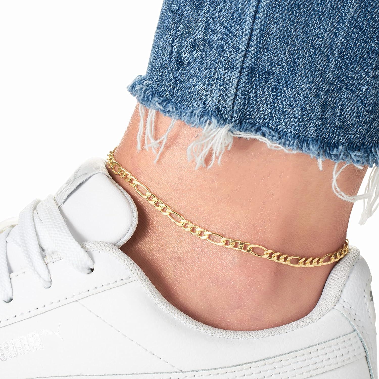 Pulsera de Tobillo Barzel Baño de Oro 18K 25.4 cm Mujeres