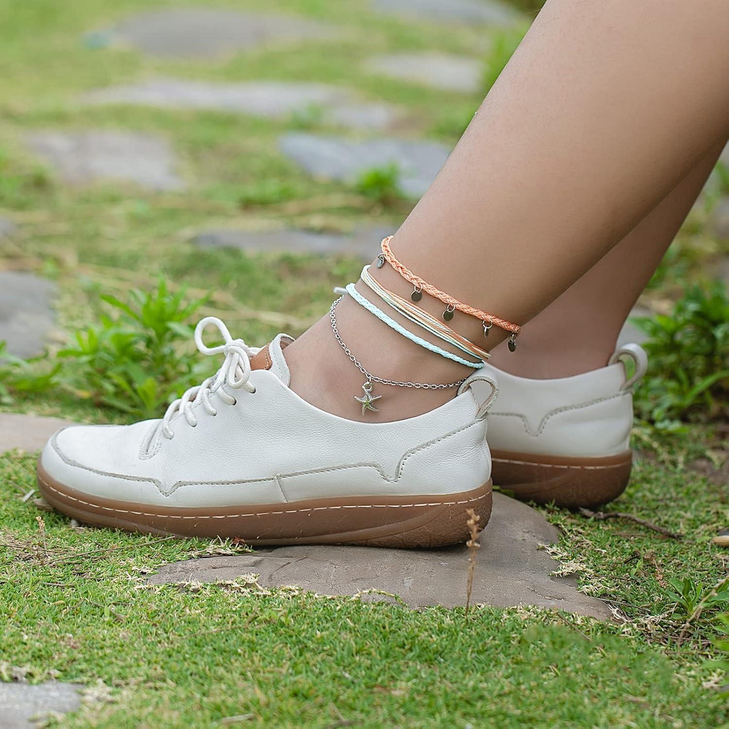 Pulseras de tobillo Boho impermeables con encanto de estrella de mar