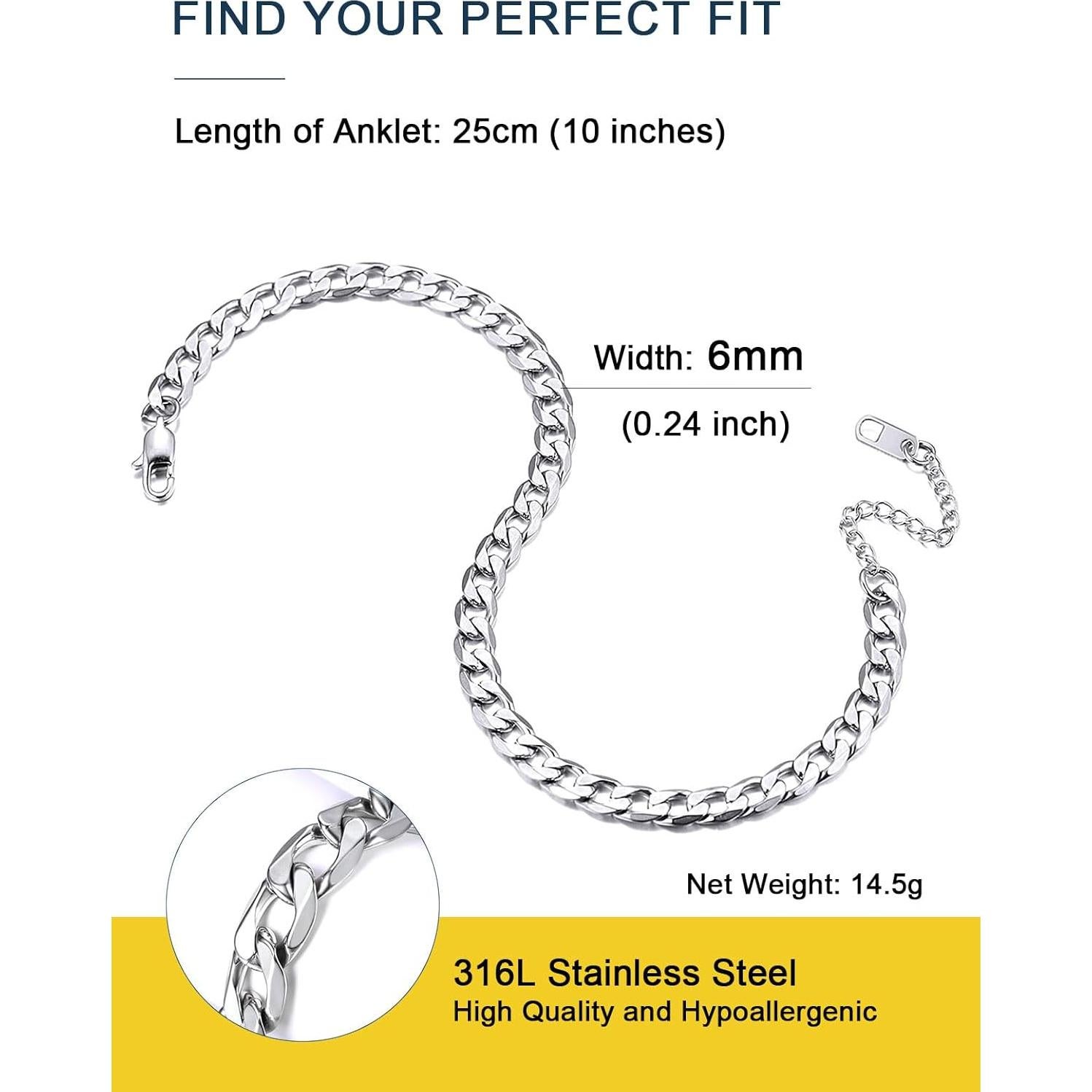 Cadena de Tobillo Ajustable ChainsPro Cubana 6mm - Baño de Oro 18K