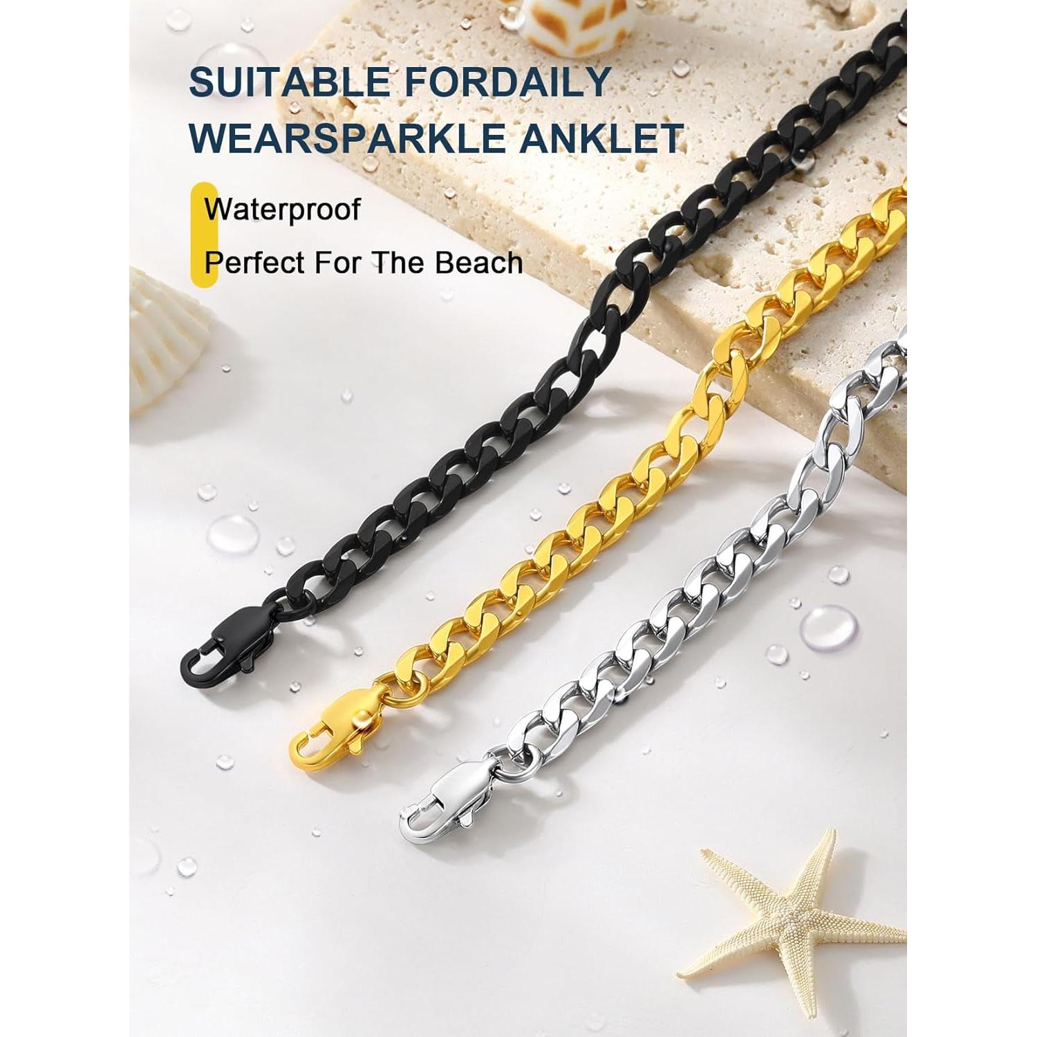 Cadena de Tobillo Ajustable ChainsPro Cubana 6mm - Baño de Oro 18K