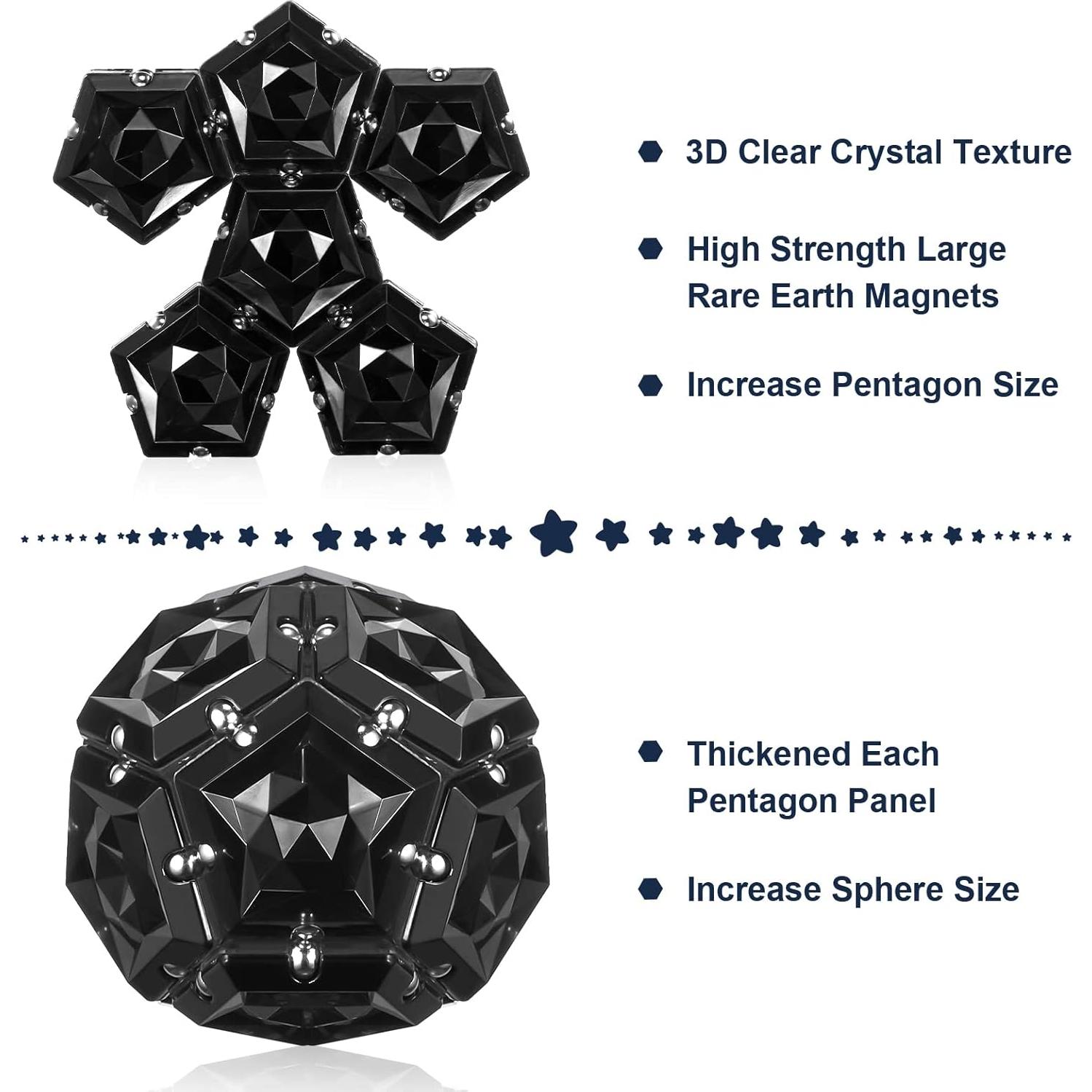 Esfera Magnética Antiestrés LAFFTRAK - Set de 12 Piezas - Negro