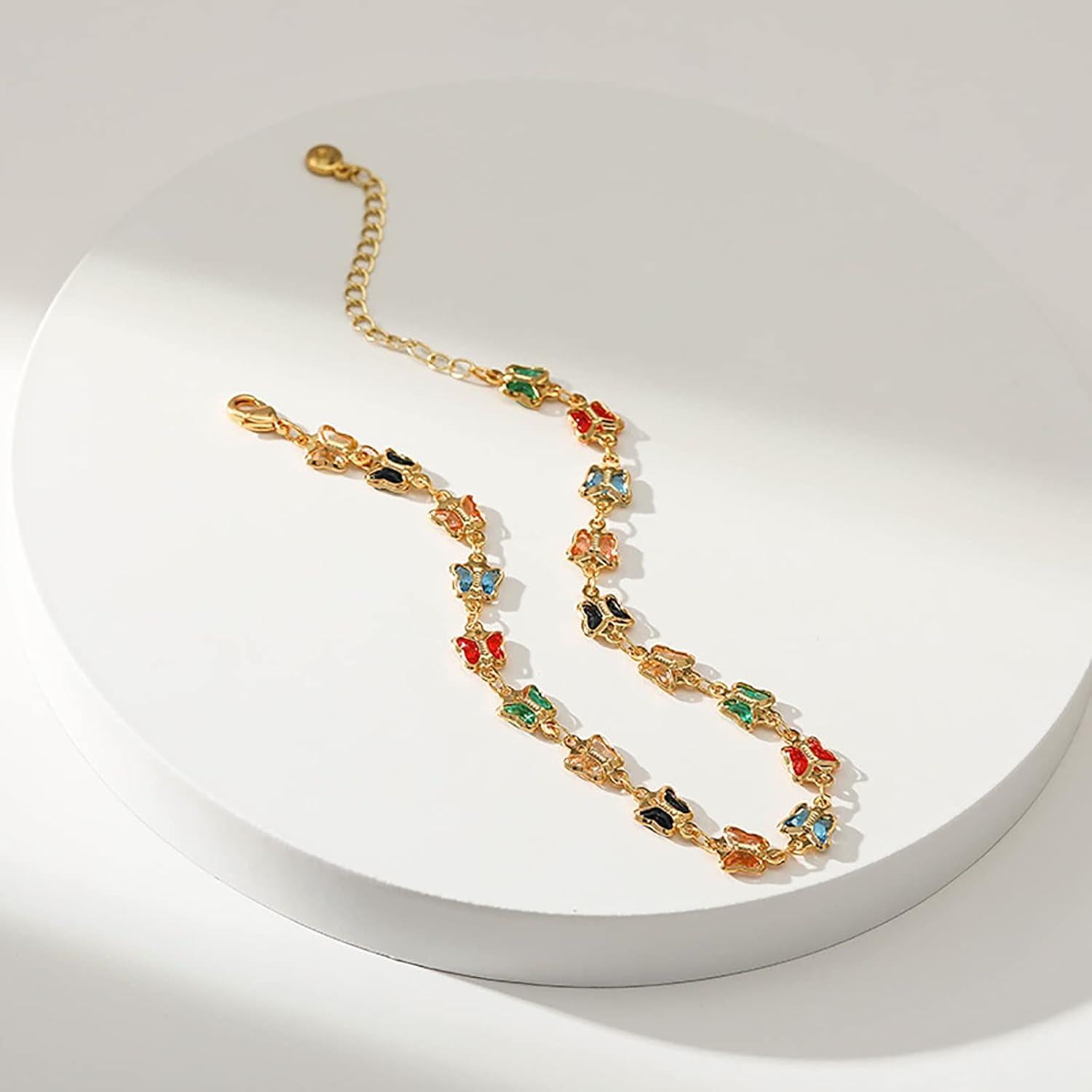 Pulsera de Tobillo Chapada en Oro 18K para Mujeres - Mariposa