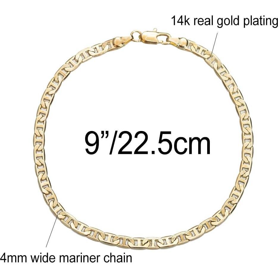 Pulsera de Tobillo de Oro 14K para Mujeres - 22.86 a 27.94 cm
