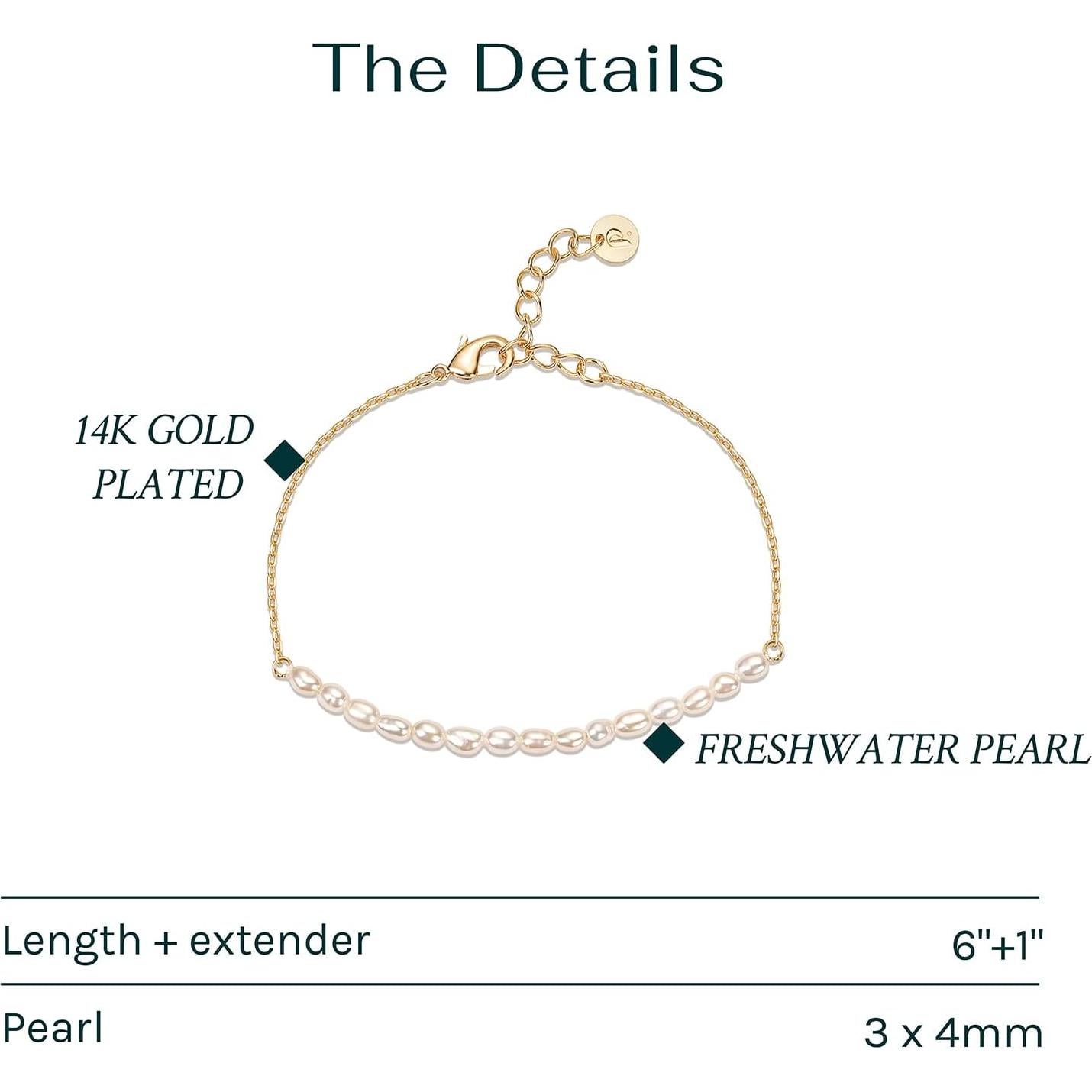 Pulsera de Perlas de Agua Dulce PAVOI con Baño de Oro 14K