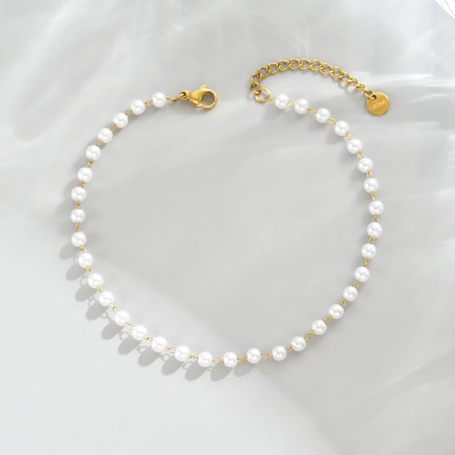 Pulsera de Tobillo Dorada JotCa con Perlas Elegantes 21 cm