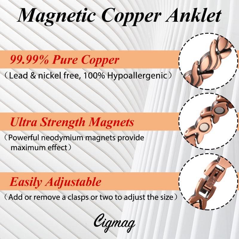 Tobillera Magnética de Cobre Cigmag para Mujeres Ajustable