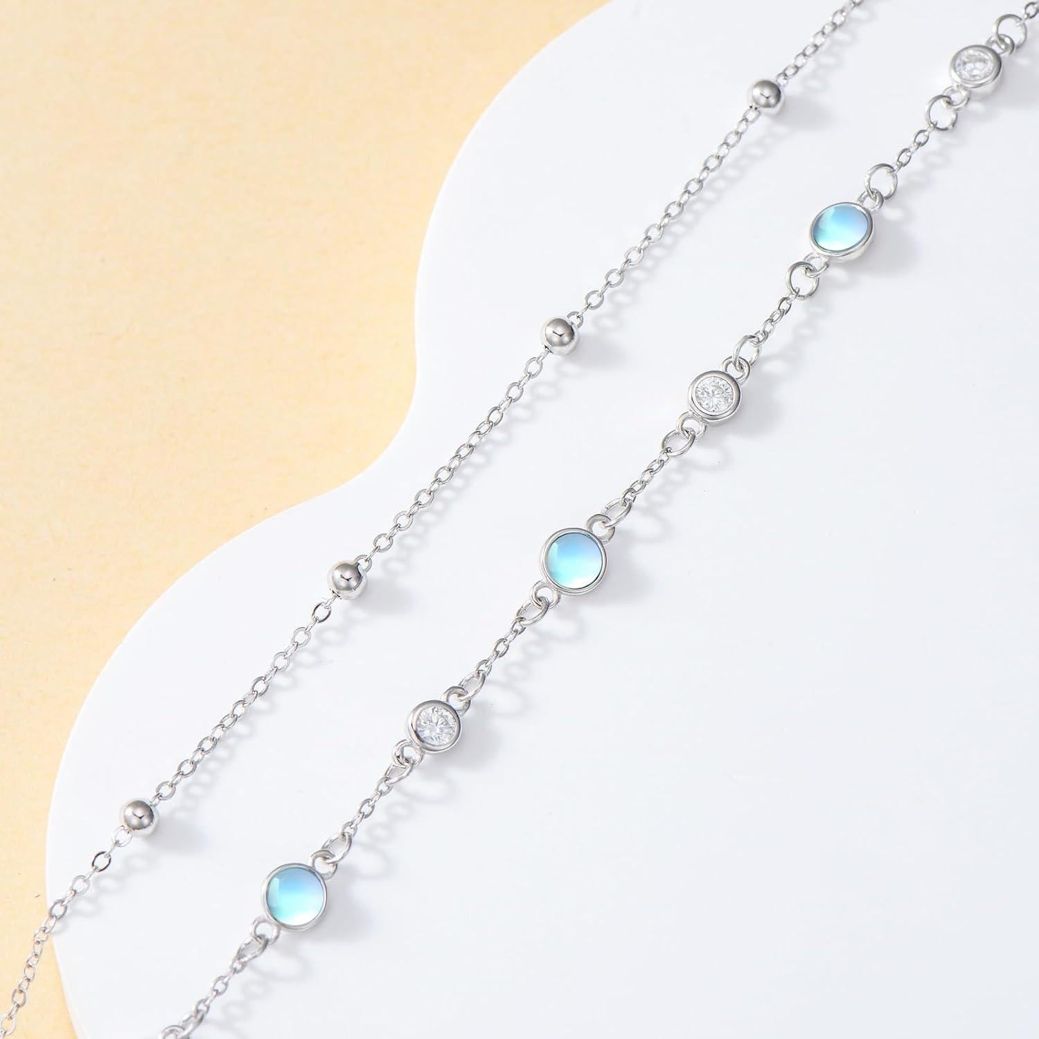 Tobillera de Plata Esterlina 925 con Piedra Natural Turquesa