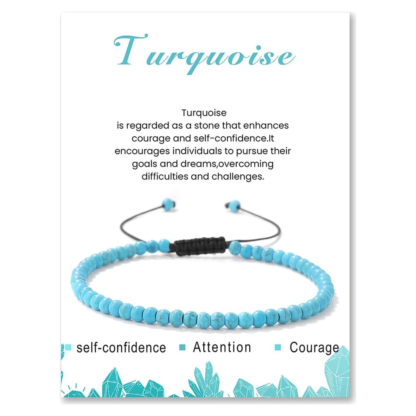 Tobillera de Cristal Turquesa Hecha a Mano para Mujeres 20-32cm