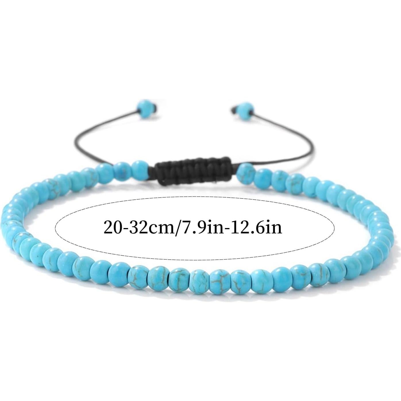 Tobillera de Cristal Turquesa Hecha a Mano para Mujeres 20-32cm