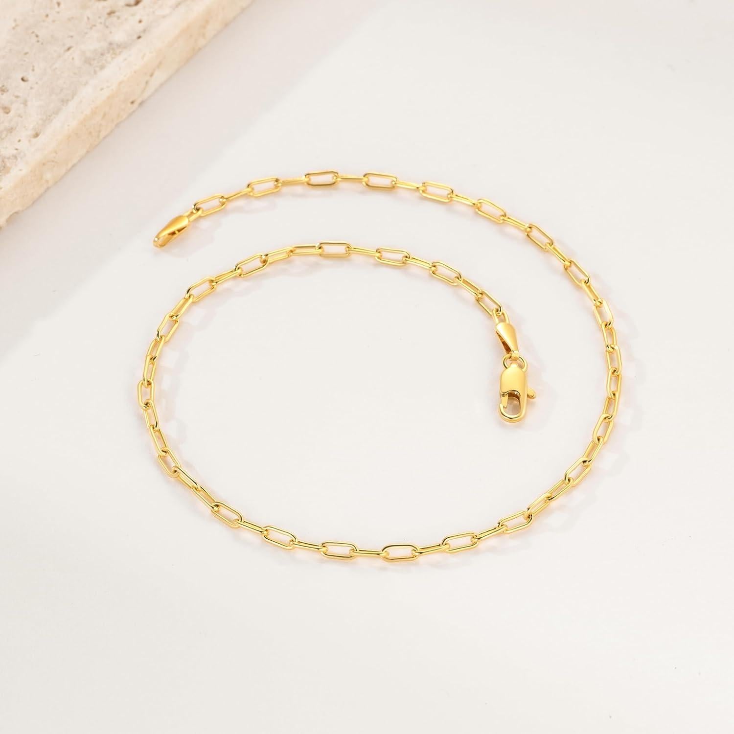 Pulsera de Tobillo Dorada 14K ERIN MARIE 23-28 cm 2.5 mm