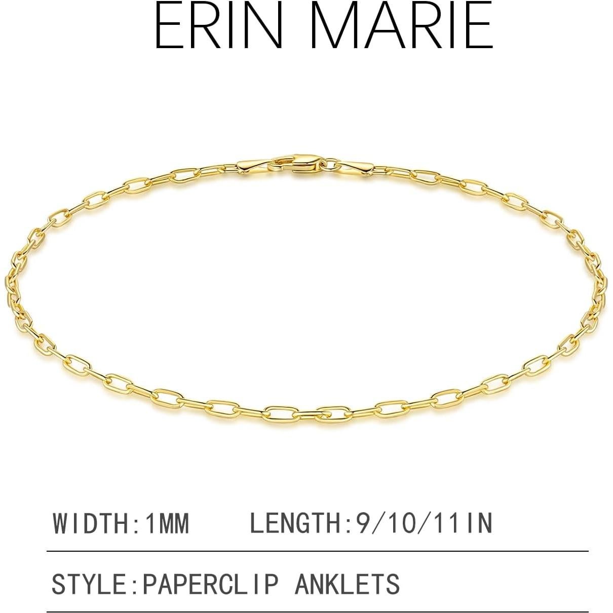 Pulsera de Tobillo Dorada 14K ERIN MARIE 23-28 cm 2.5 mm