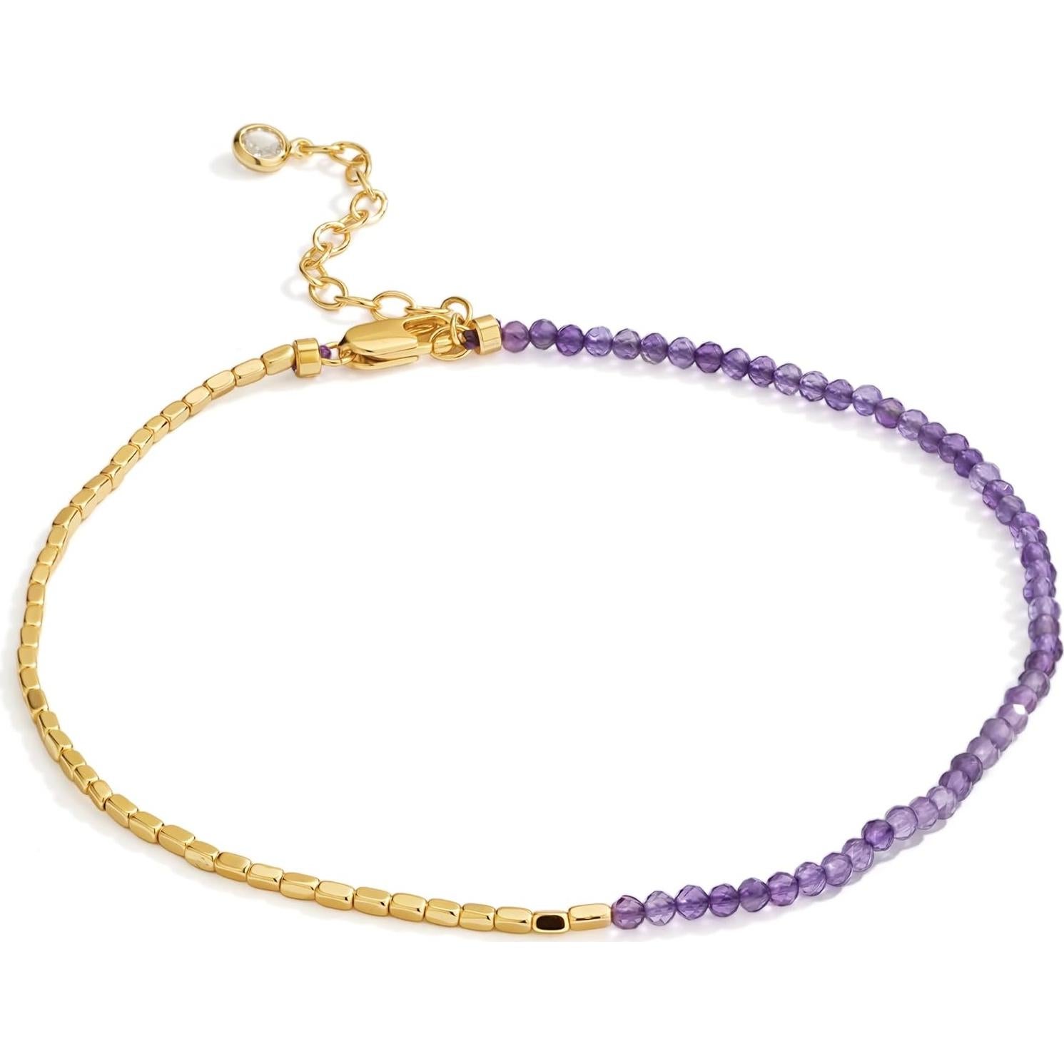 Pulsera de Tobillo DREMMY STUDIOS 14K Oro y Piedras Naturales