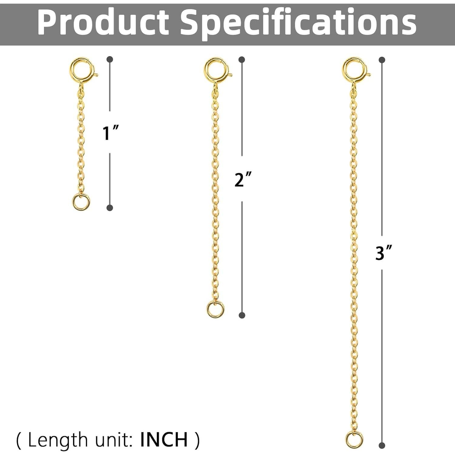 Extensores de Collar de Oro 14K VANBARIS - Set de 3 Piezas