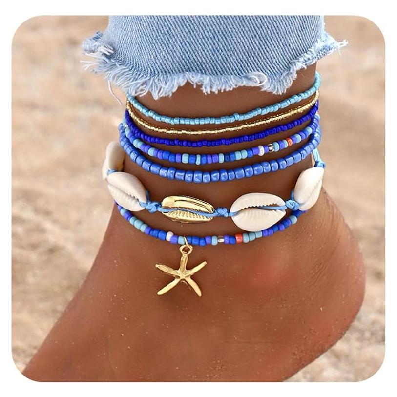 Conjunto de Pulsera y Tobillera Boho 17IF 7 Pcs Colorido