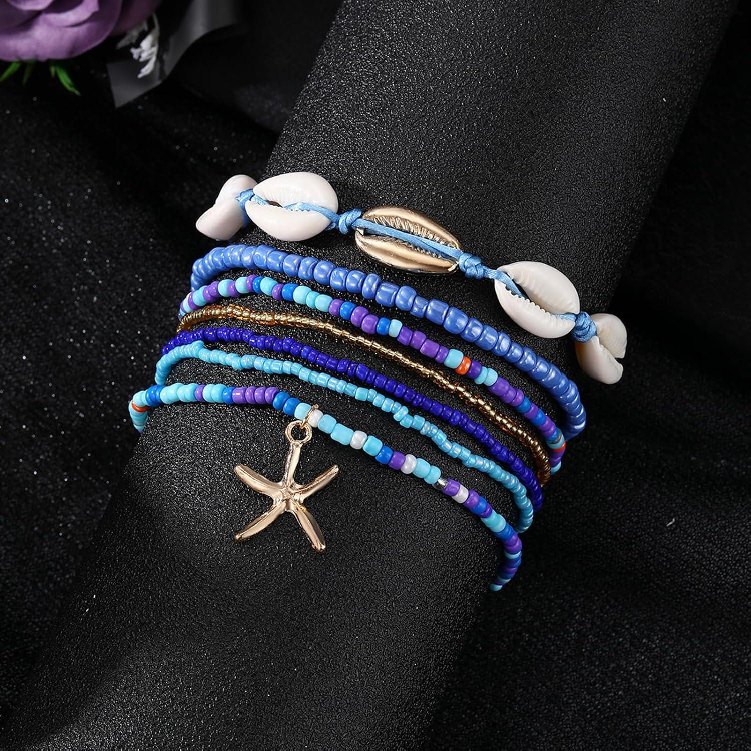 Conjunto de Pulsera y Tobillera Boho 17IF 7 Pcs Colorido