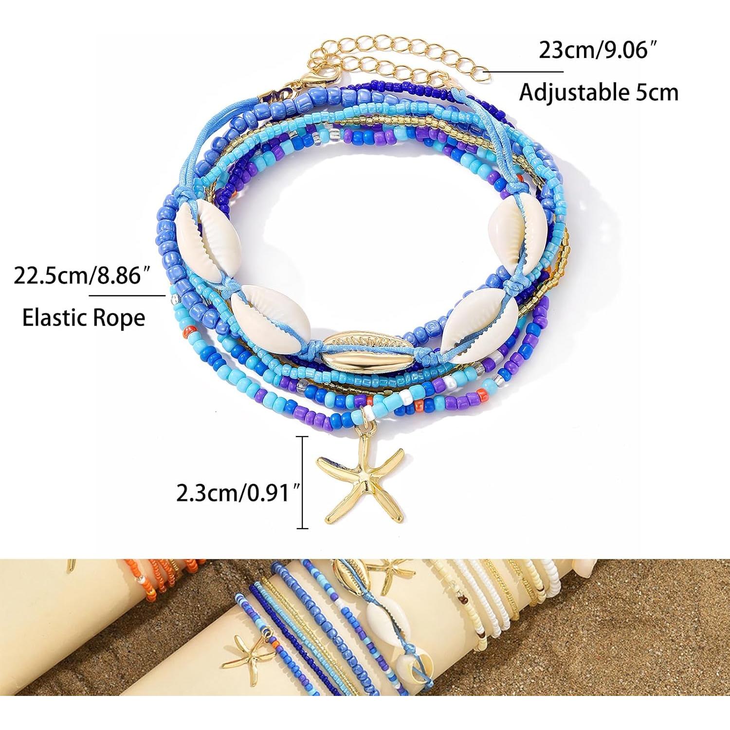 Conjunto de Pulsera y Tobillera Boho 17IF 7 Pcs Colorido