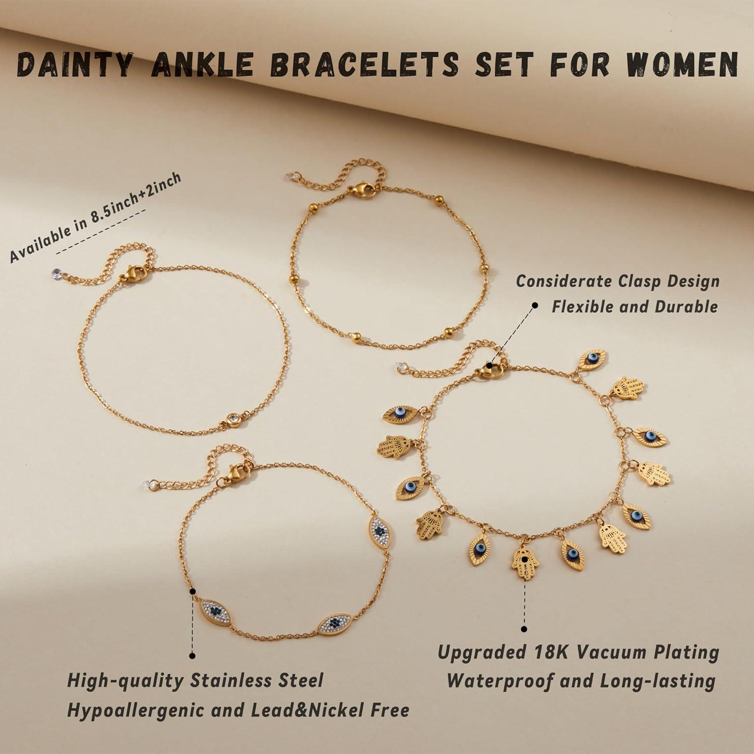 Conjunto de Pulseras de Tobillo de Oro 18K para Mujeres