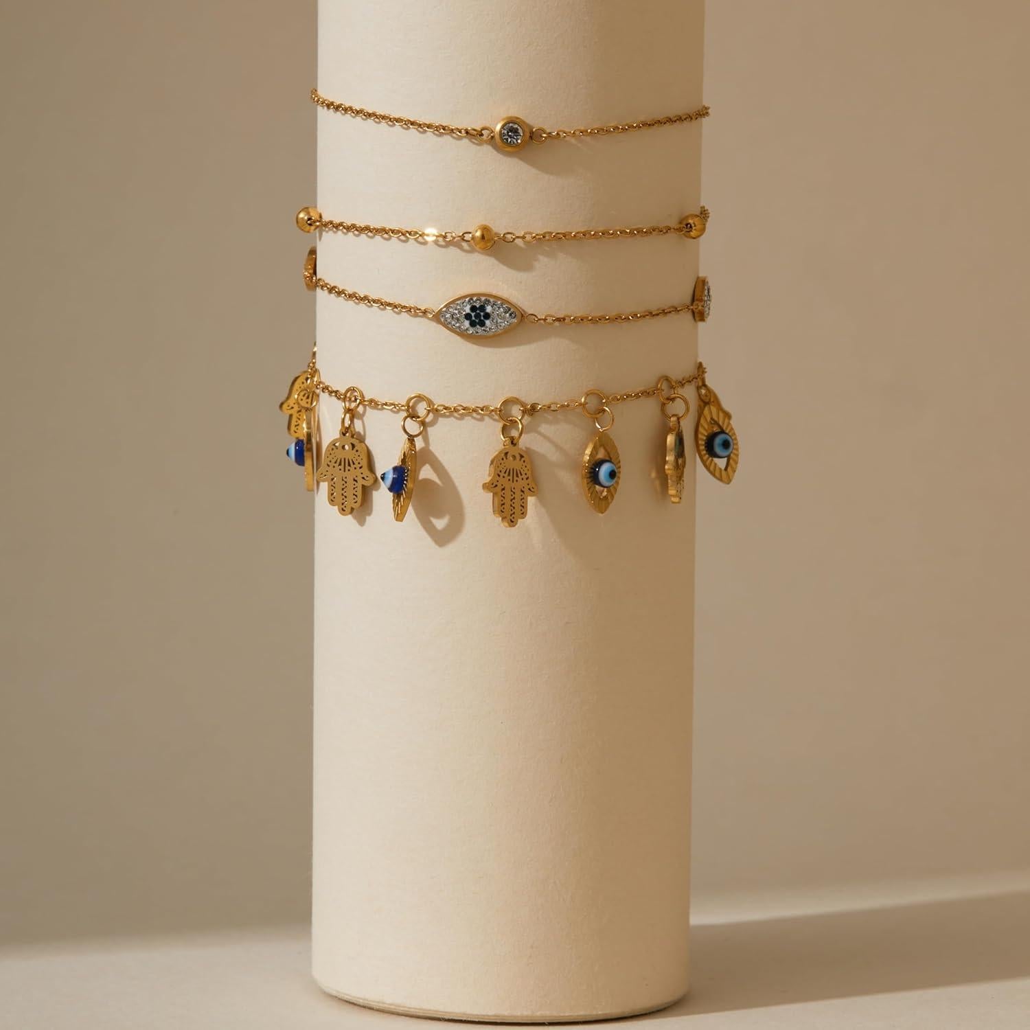 Conjunto de Pulseras de Tobillo de Oro 18K para Mujeres