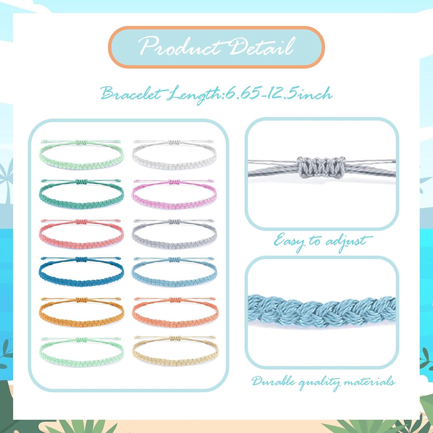 Pulseras de Cuerda Surferas para Mujeres - Ajustables y Impermeables