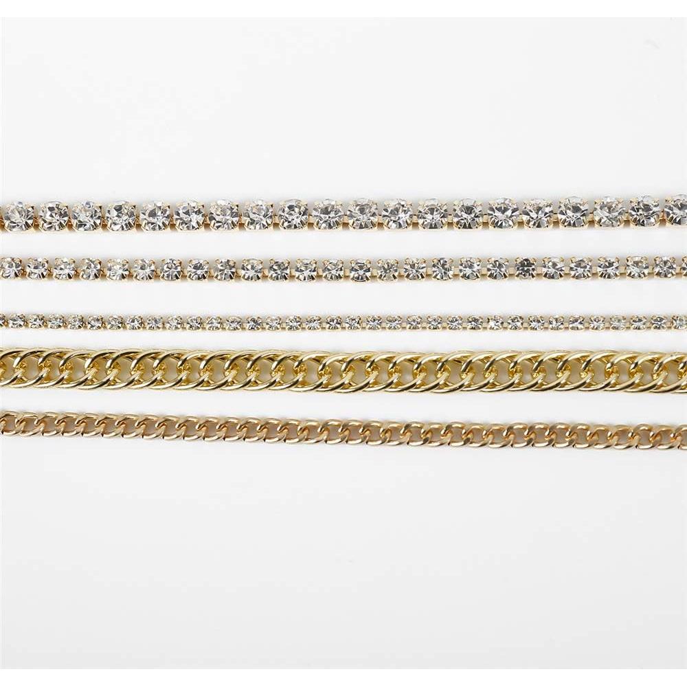 Conjunto de Tobilleras de Rhinestone Oro 18K para Mujeres