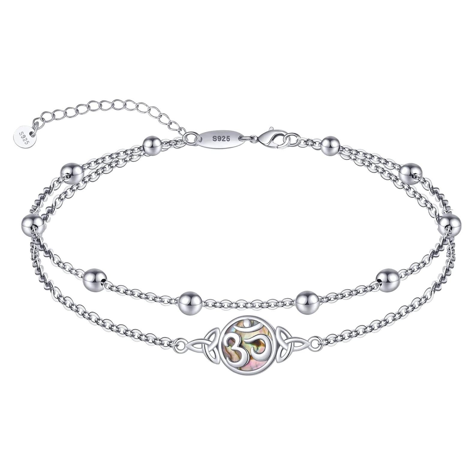 Tobillera Dainty S925 Plata Esterlina Ajustable para Mujeres 25.4-27.9 cm