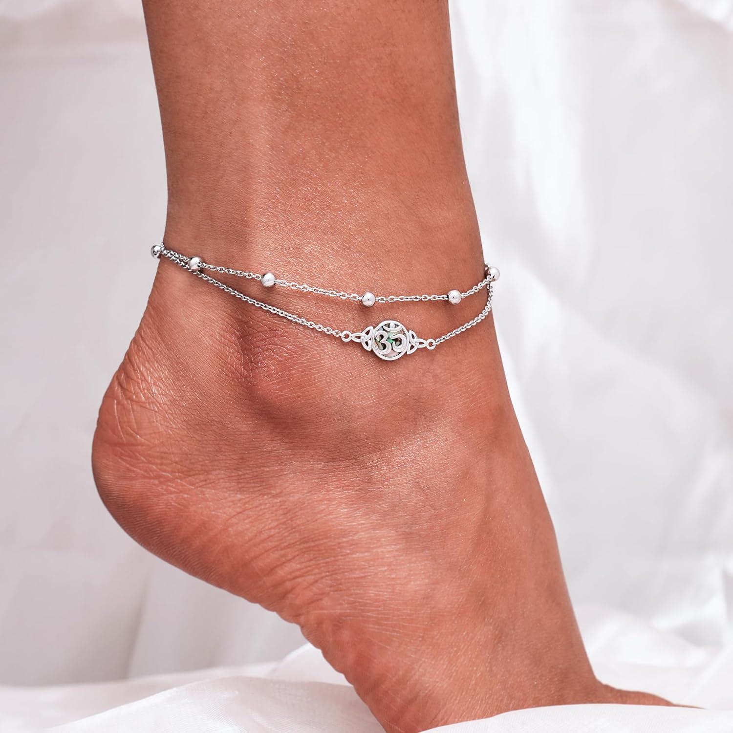 Tobillera Dainty S925 Plata Esterlina Ajustable para Mujeres 25.4-27.9 cm