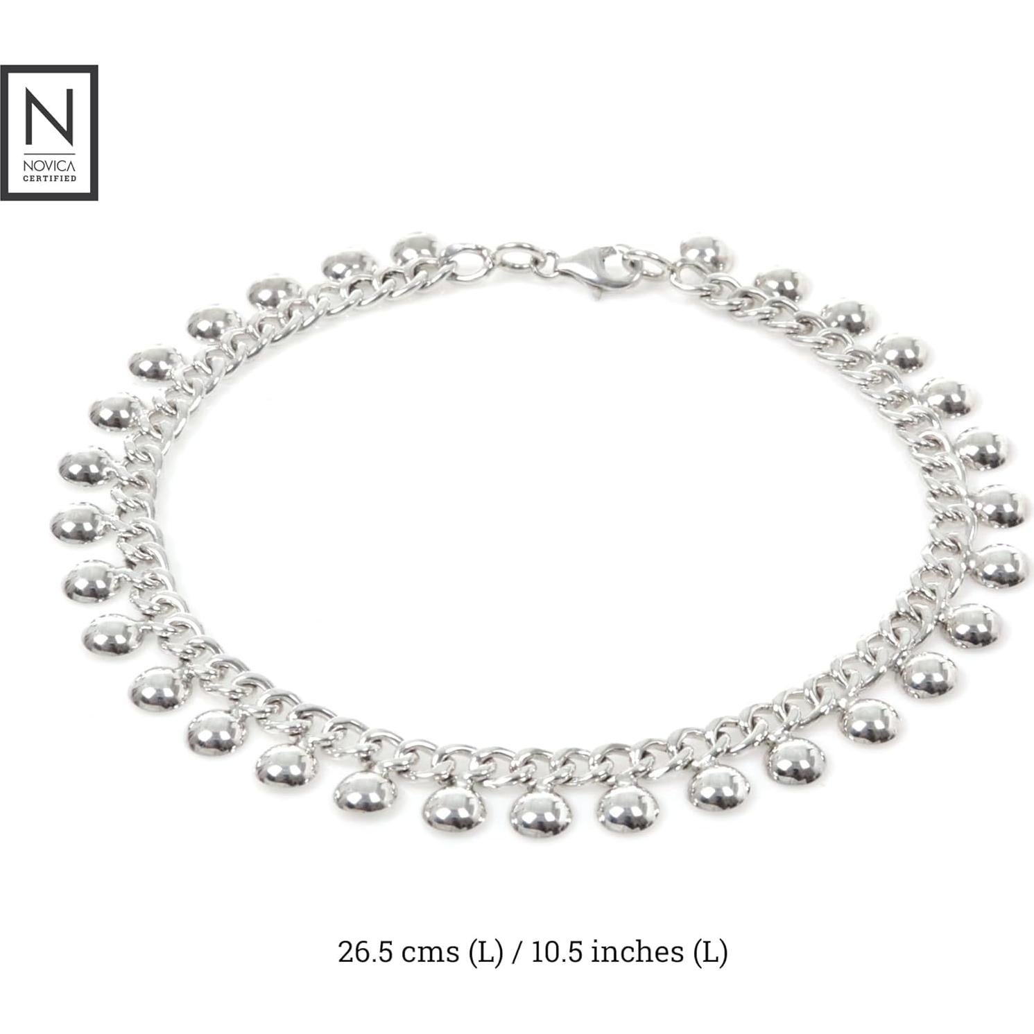 Pulsera de tobillo de plata esterlina NOVICA 26.67cm