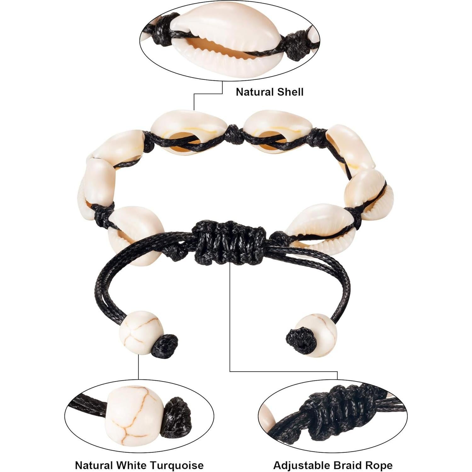 Pulsera de Tobillo Boho Meekoo 2 Piezas con Conchas Naturales