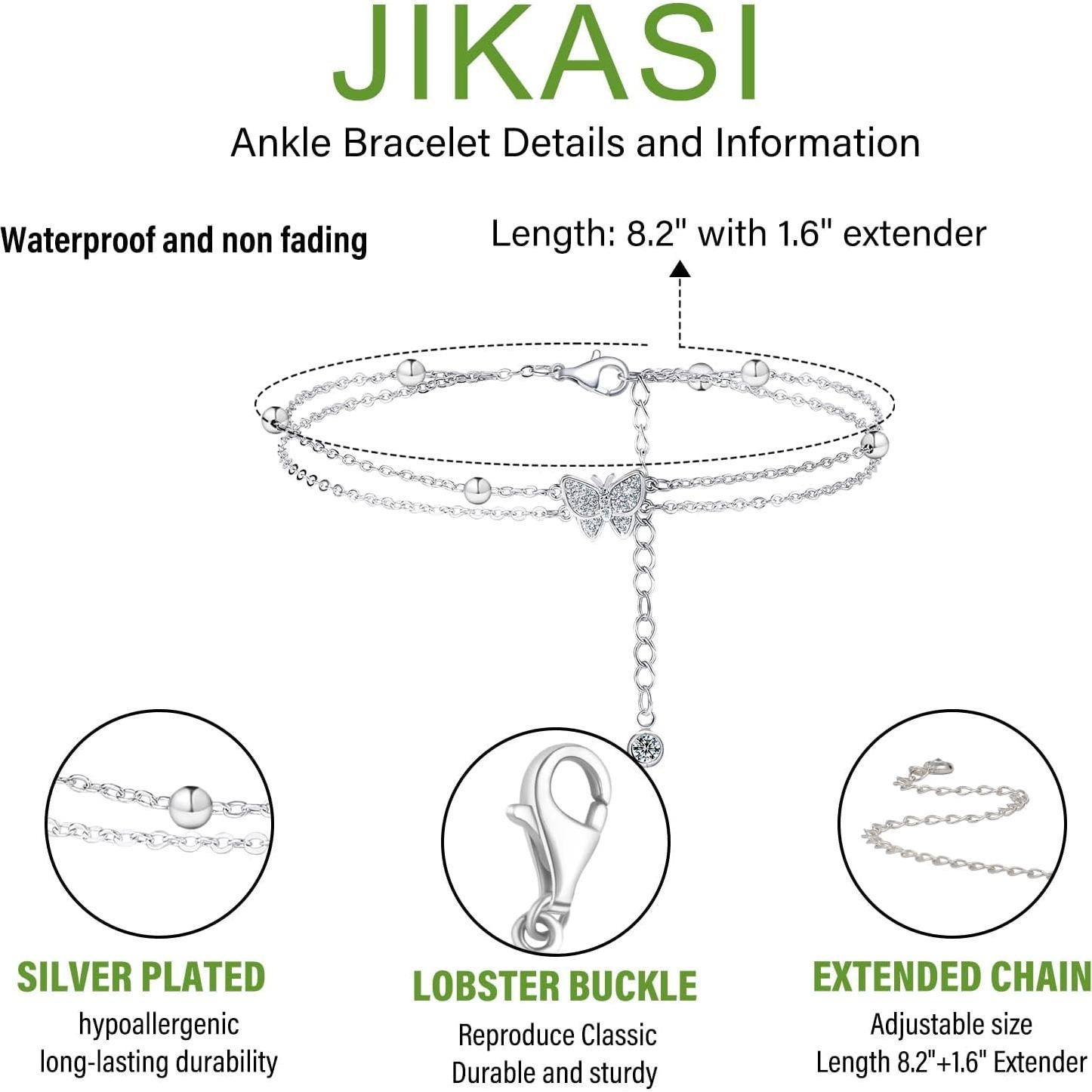 Conjunto de Pulseras de Tobillo de Oro 14K y Plata 925 Jikasi