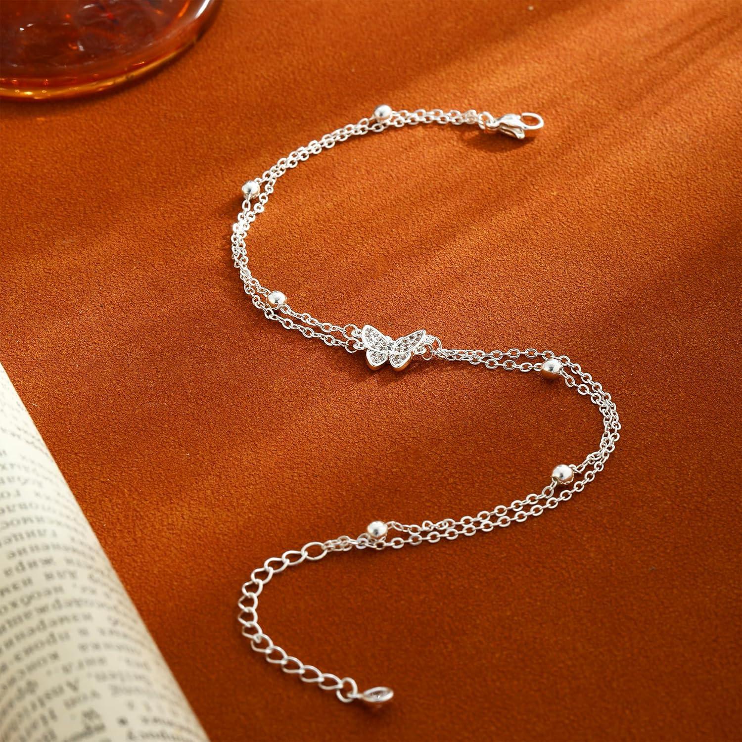 Conjunto de Pulseras de Tobillo de Oro 14K y Plata 925 Jikasi