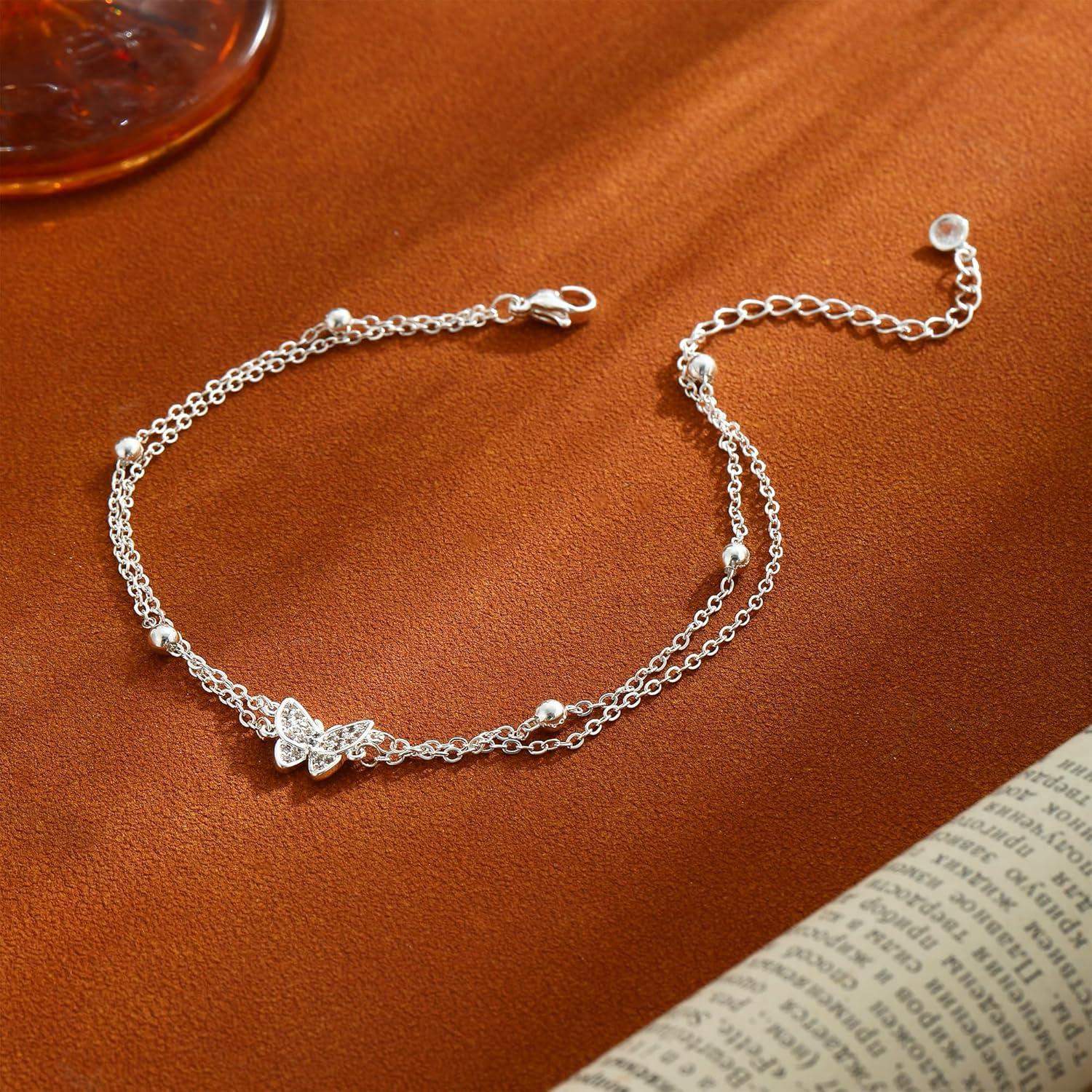 Conjunto de Pulseras de Tobillo de Oro 14K y Plata 925 Jikasi