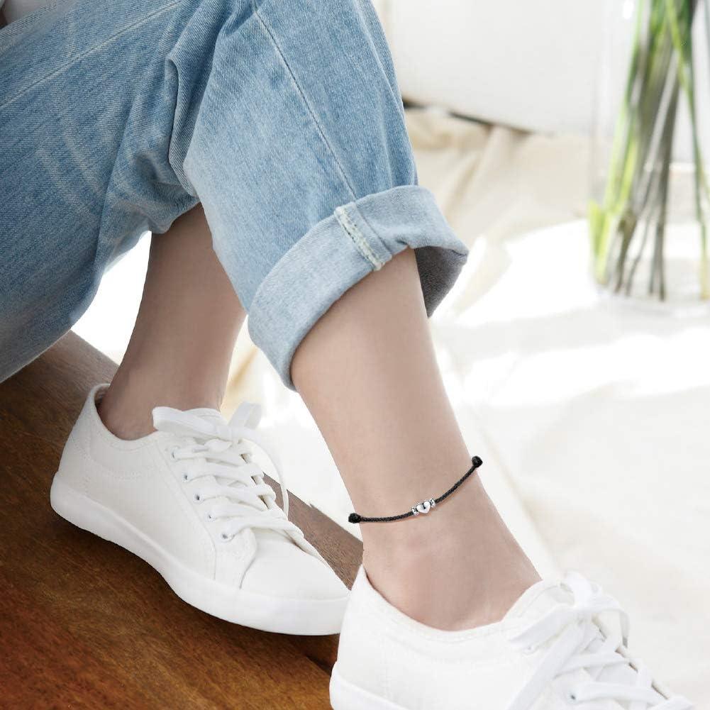 Tobillera Corazón Impermeable Joyería Boho 925 Plata Esterlina