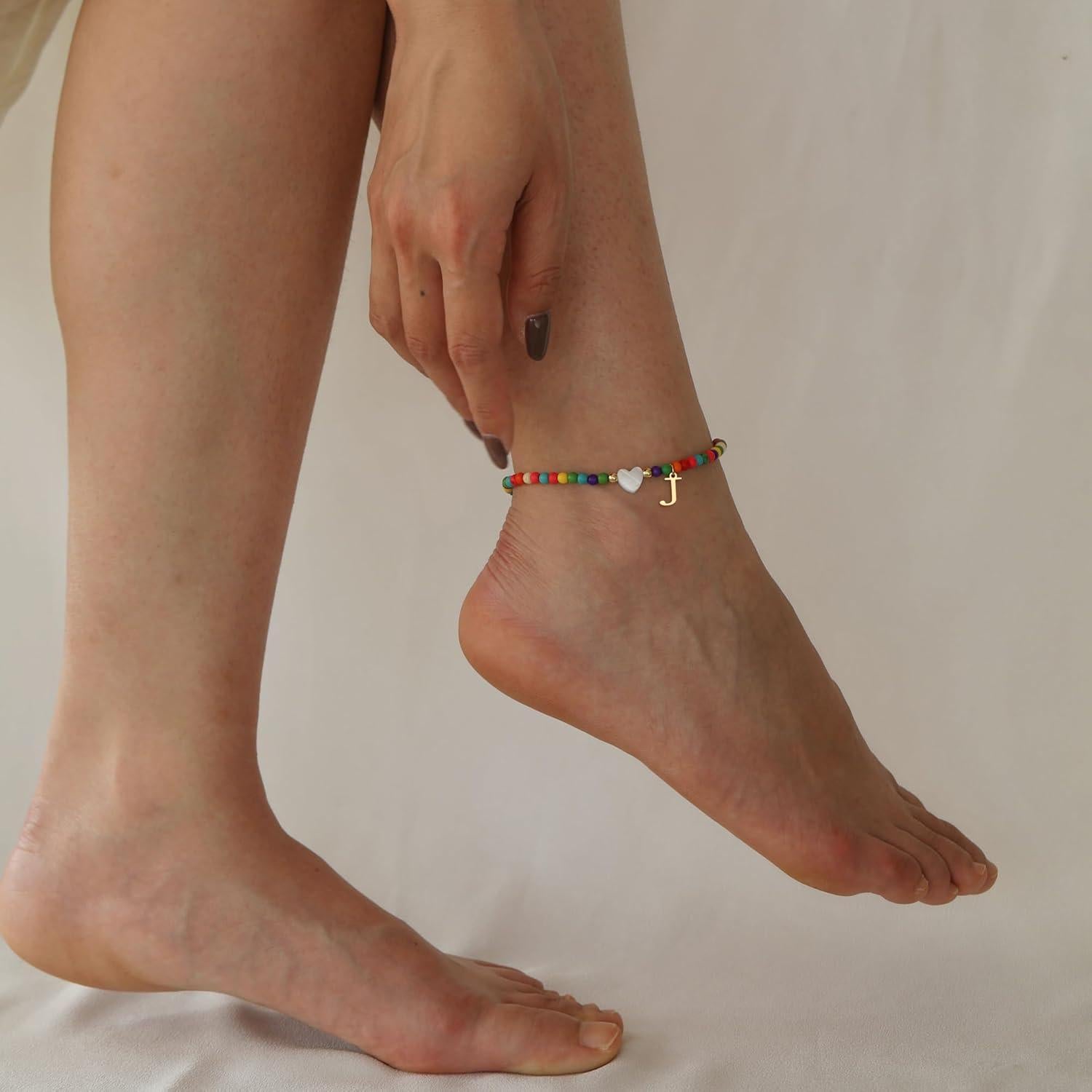 Pulsera de Tobillo Honsny para Mujeres con Cuentas Coloridas