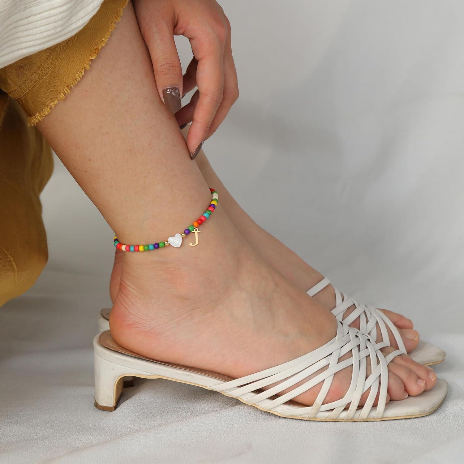 Pulsera de Tobillo Honsny para Mujeres con Cuentas Coloridas