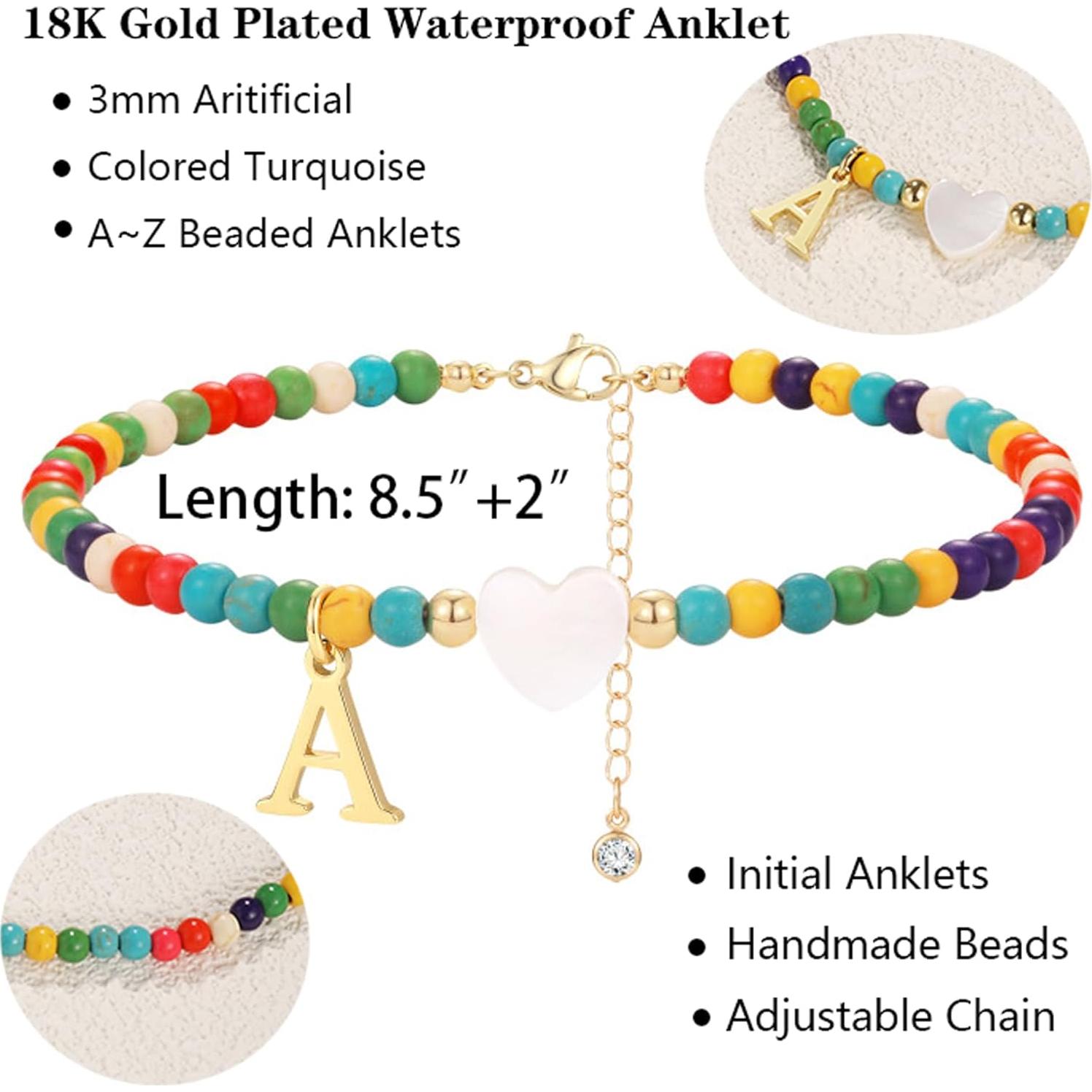 Pulsera de Tobillo Honsny para Mujeres con Cuentas Coloridas