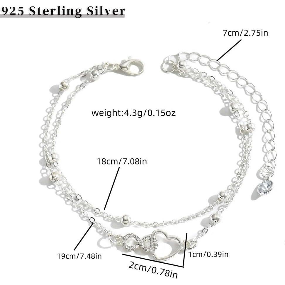 Pulsera de Tobillo Yalice Plata Esterlina 925 Baño Oro 14K