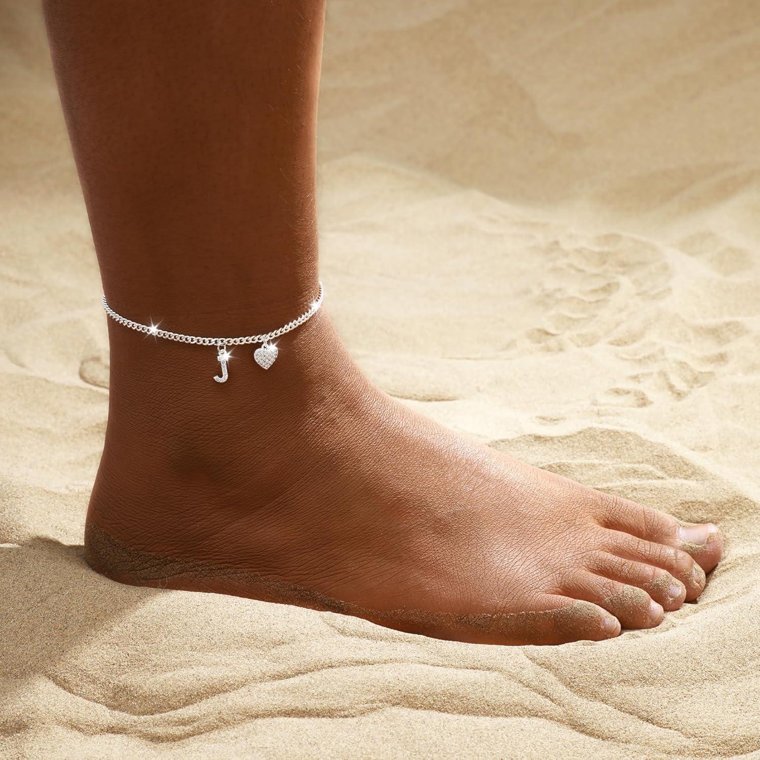 Tobillera de Oro Laminado 14k para Mujeres Ajustable Corazón