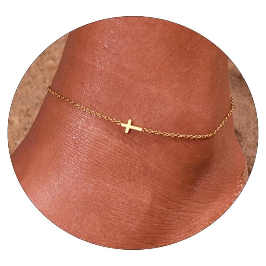 Tobilleras de Oro 18K para Mujeres Ajustables Resistentes al Agua