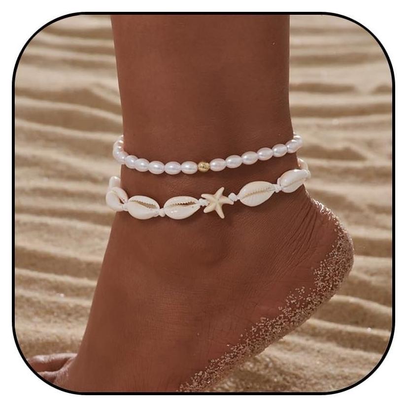 Tobillera de Perlas para Mujeres Doble Capa Elegante