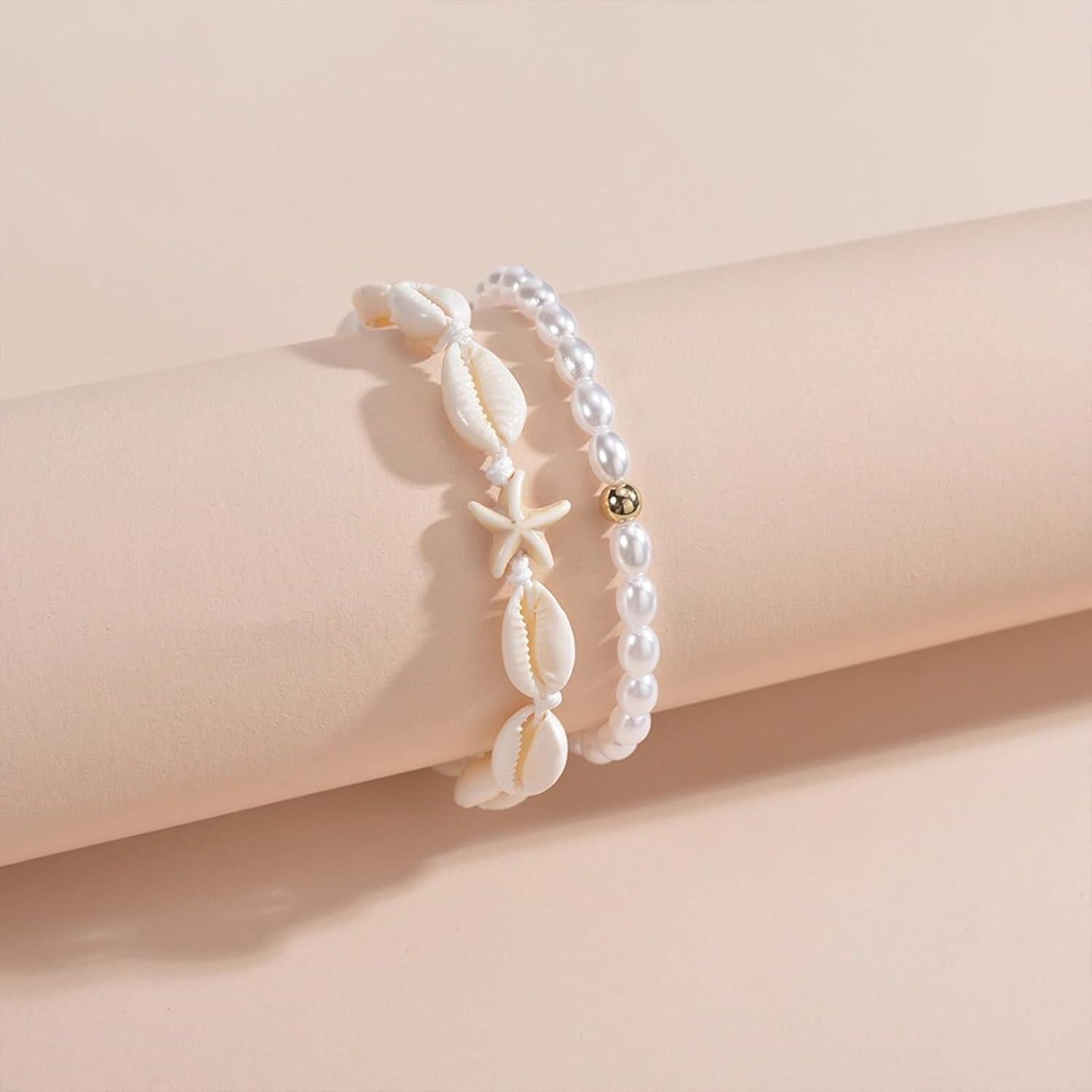 Tobillera de Perlas para Mujeres Doble Capa Elegante