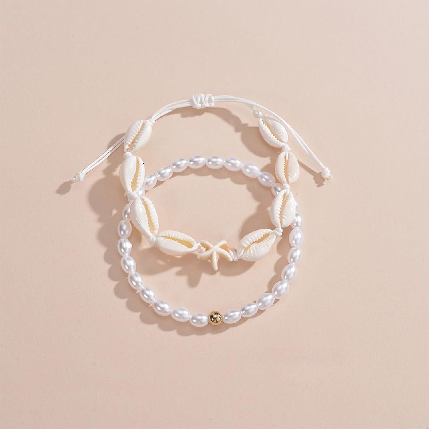 Tobillera de Perlas para Mujeres Doble Capa Elegante