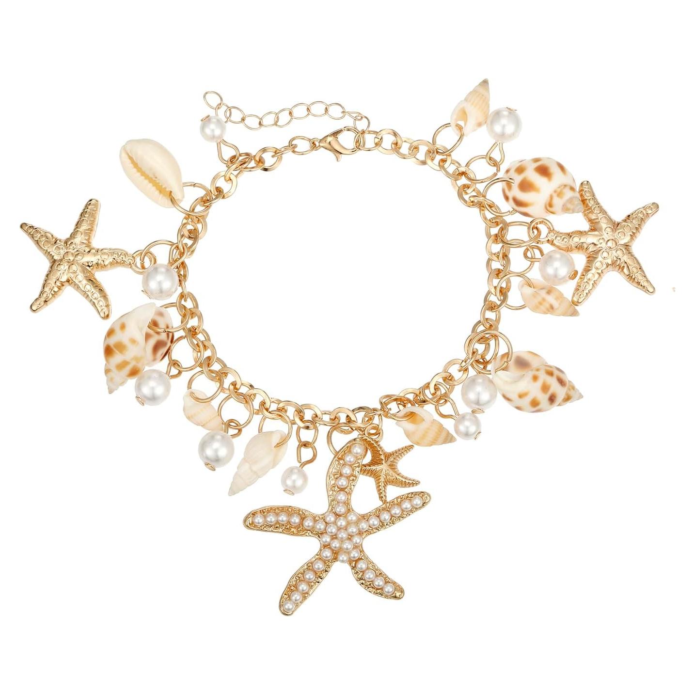 Collar y Tobillera de Concha RUOFFETA para Mujeres 19.8 cm