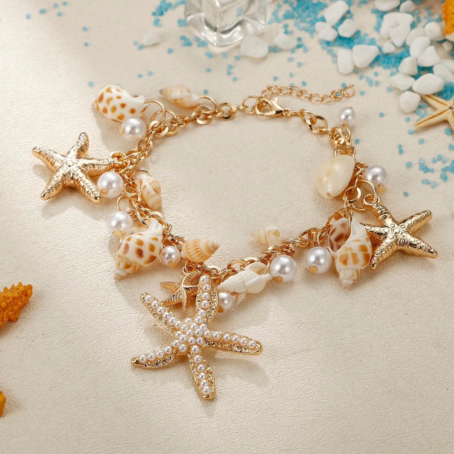 Collar y Tobillera de Concha RUOFFETA para Mujeres 19.8 cm