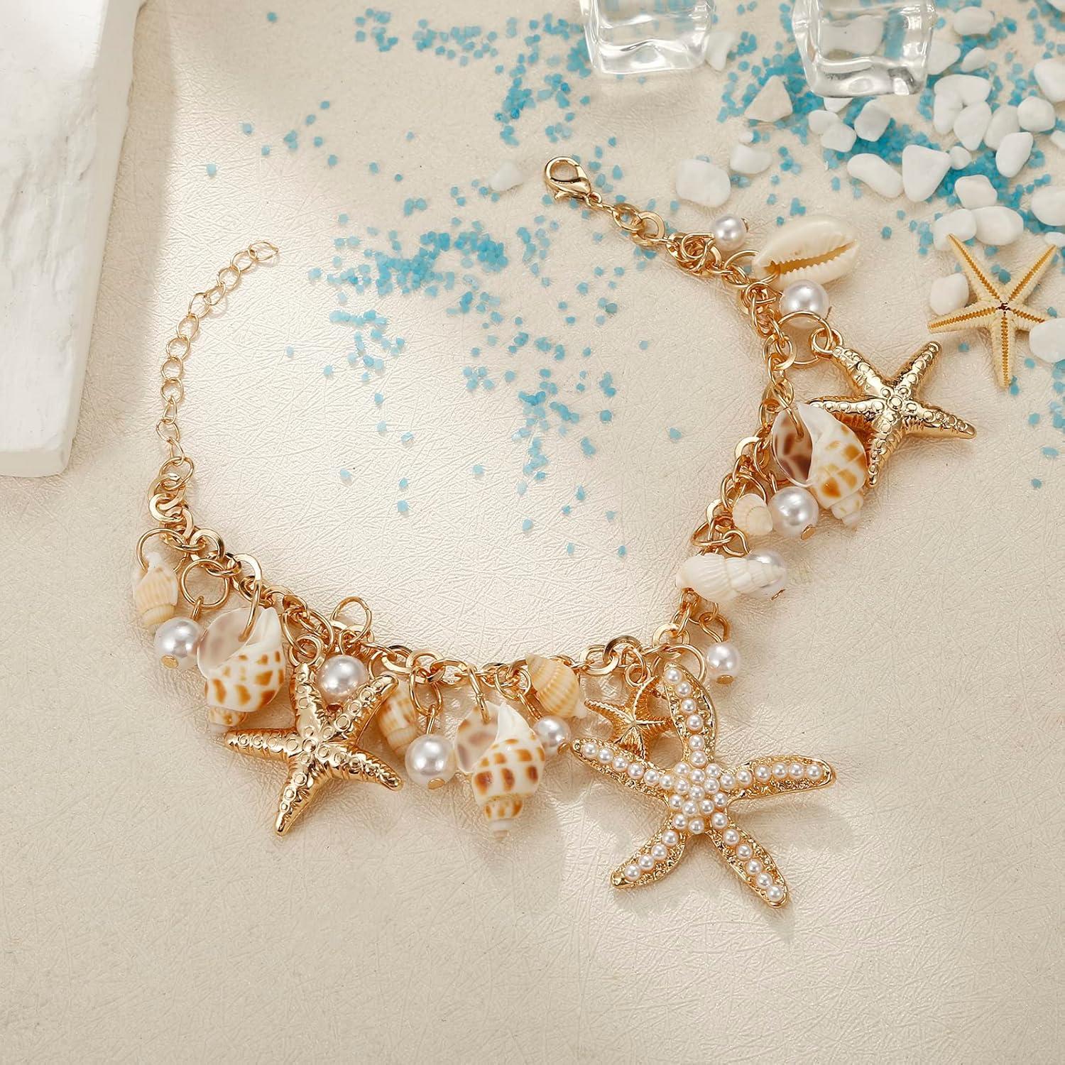 Collar y Tobillera de Concha RUOFFETA para Mujeres 19.8 cm