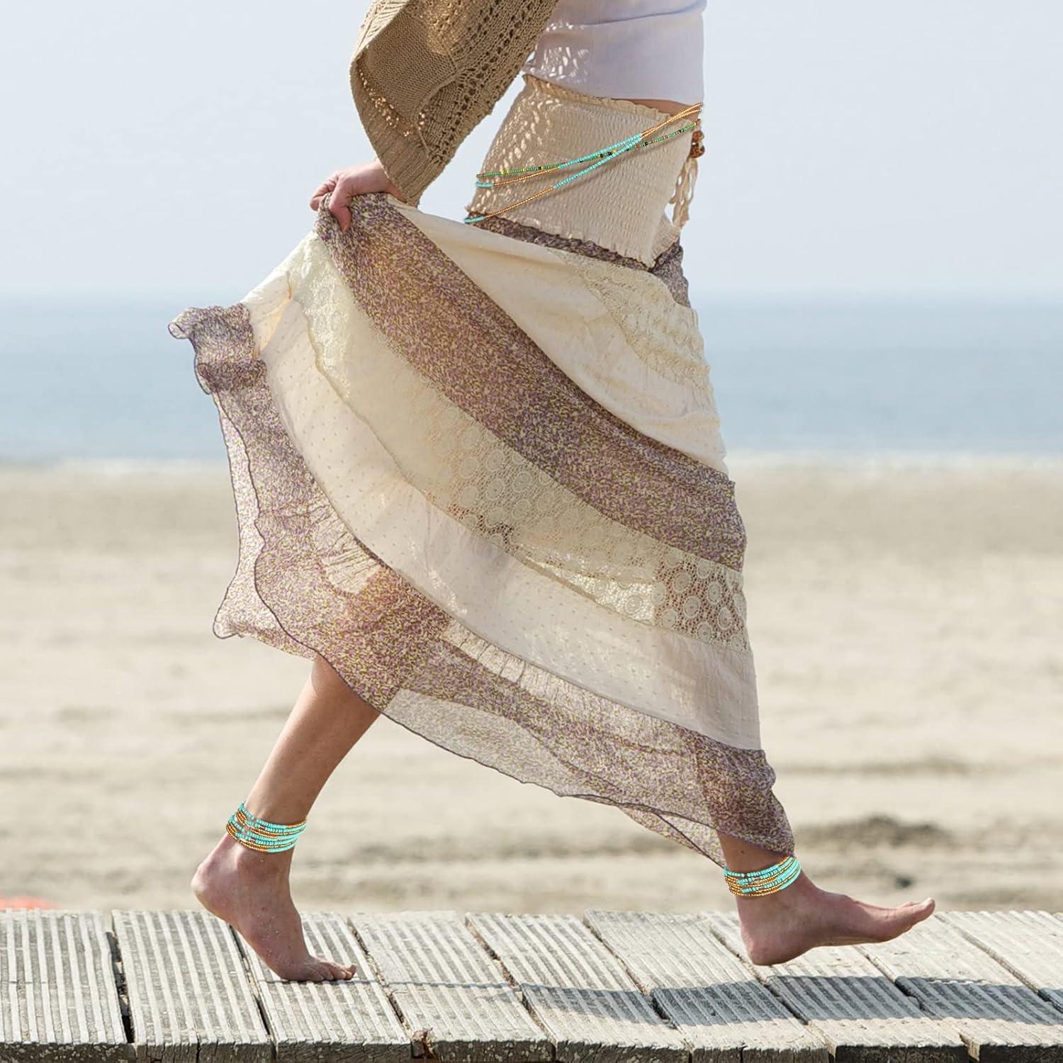 Pulseras de Tobillo Elásticas Junkin 8 Pcs Boho Multicolor