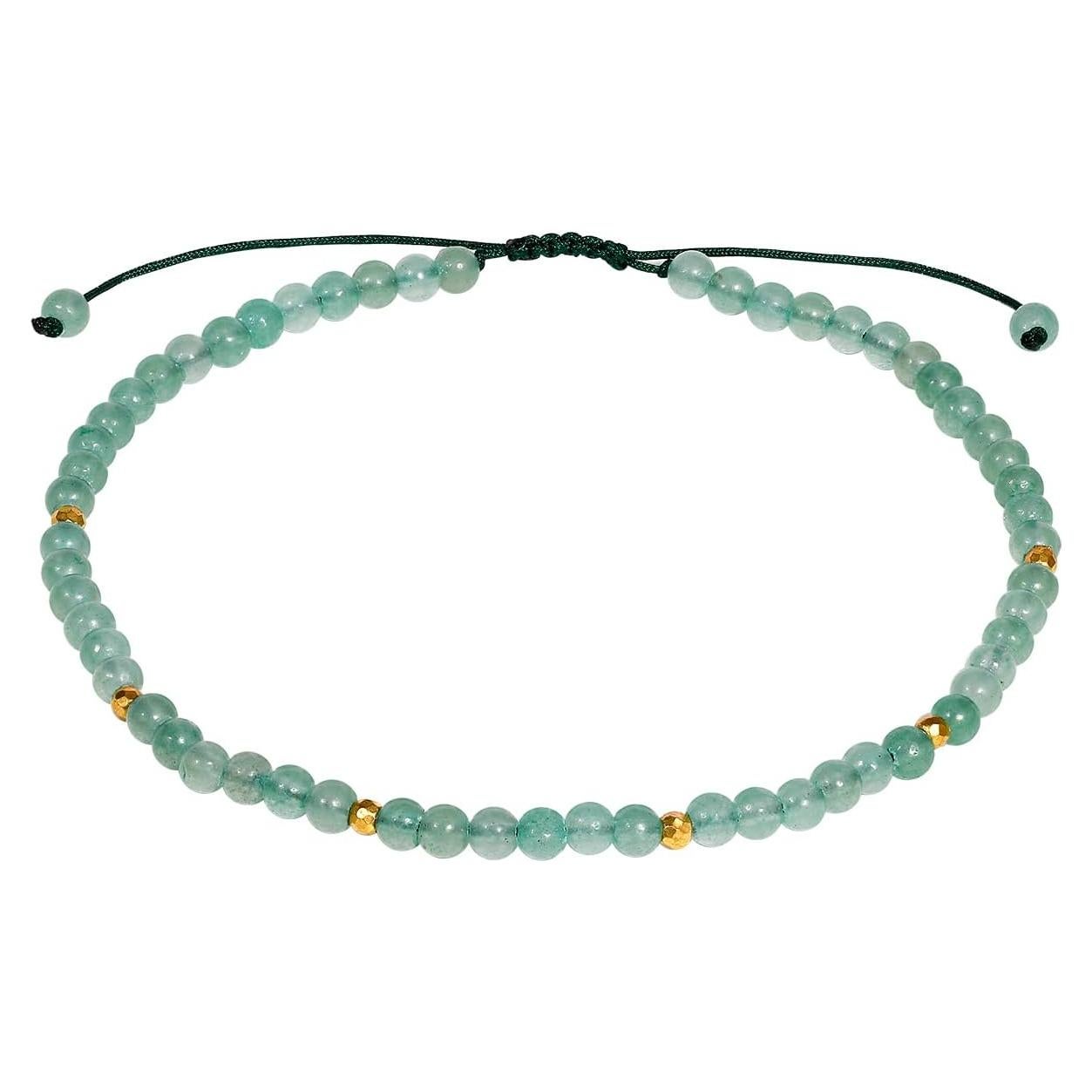 Pulsera de tobillo ajustable Jewever de aventurina para mujer 21.6-25.4 cm